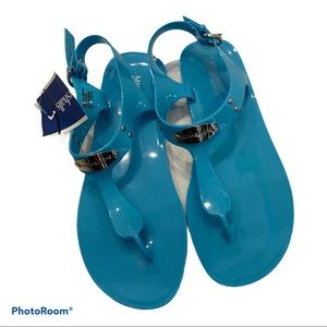 NWT Michael Kors jelly thong sandals, size 8 blue